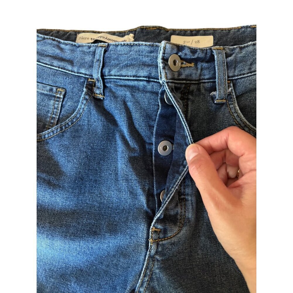 Anthropologie Denim Pilcro Two Tone Raw Hem Flare Cropped Jeans in Size 28 - Picture 6 of 15